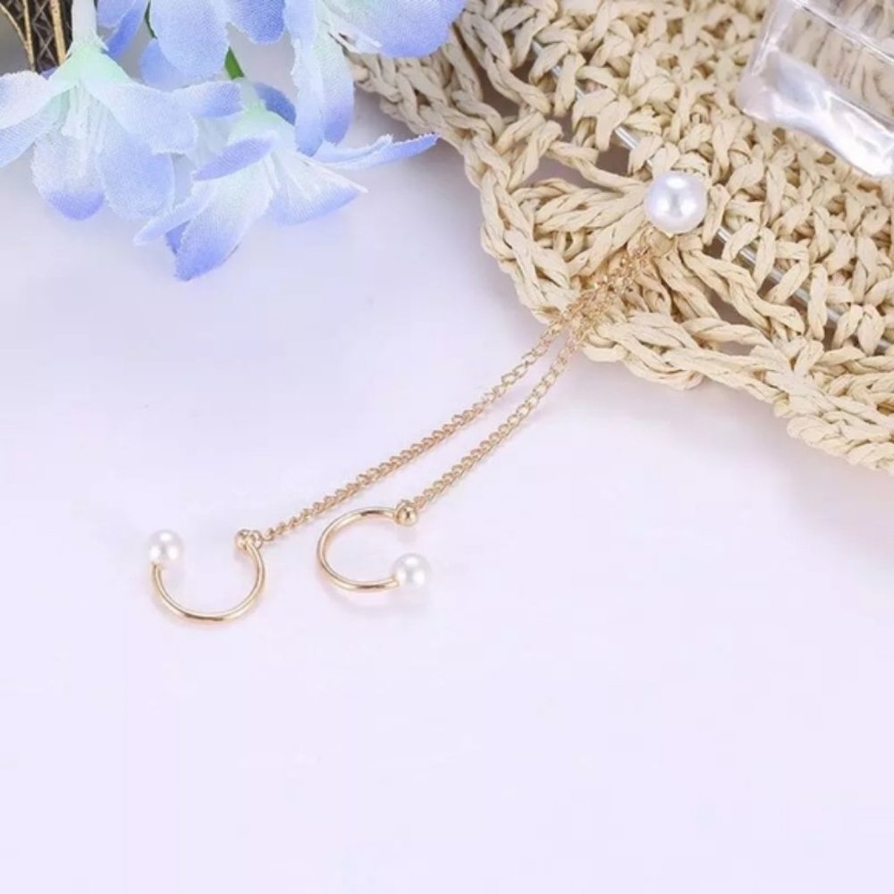 🍒 Pearl Double Cuff Earring - Picture 6 of 8